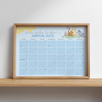 Blue Winnie the Pooh Due Date Calendar, Baby Shower Baby Arrival Signs