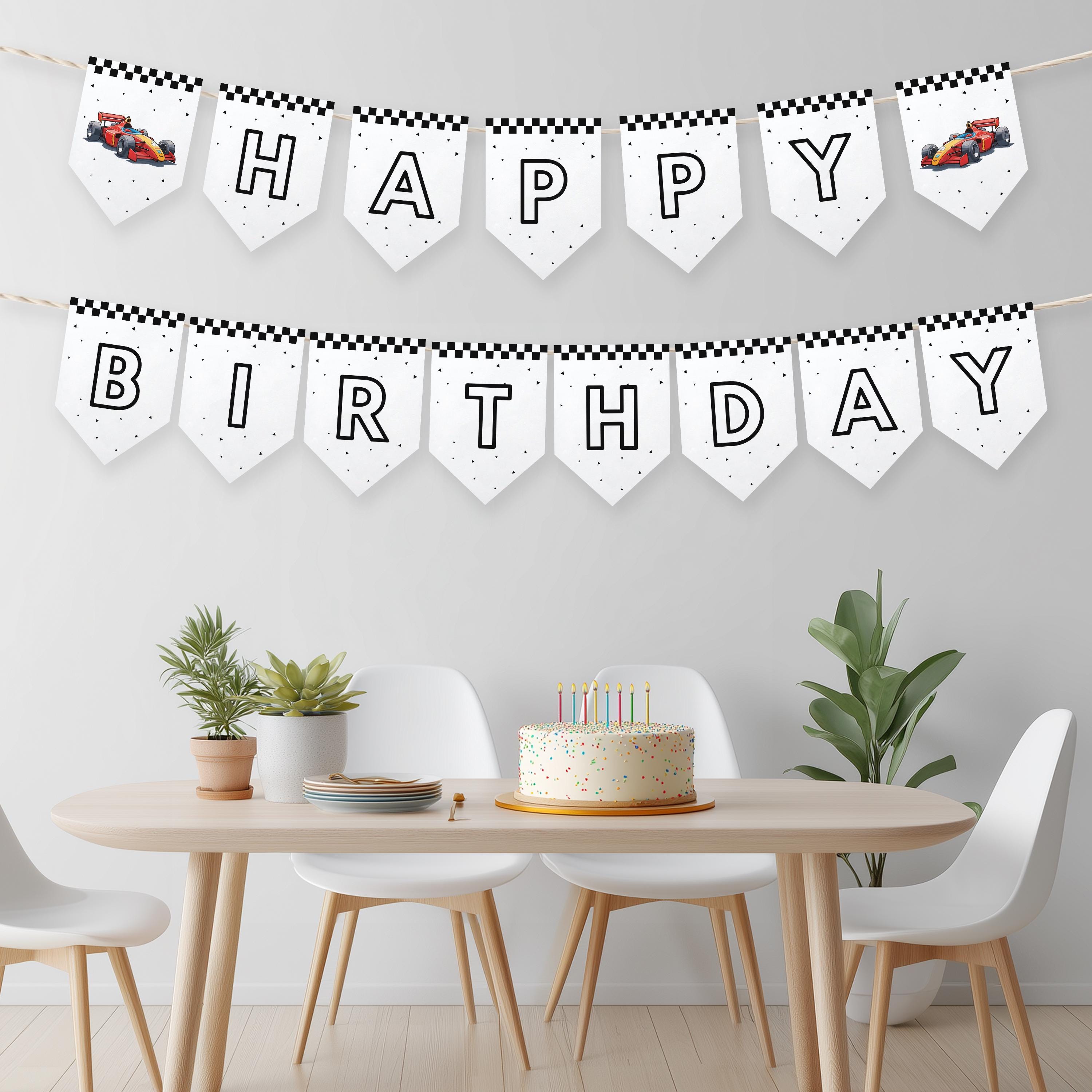 EDITABLE Racing Car Happy Birthday Banner, Fast Car Happy Birthday Banner Printable Party Templates Instant download 5987