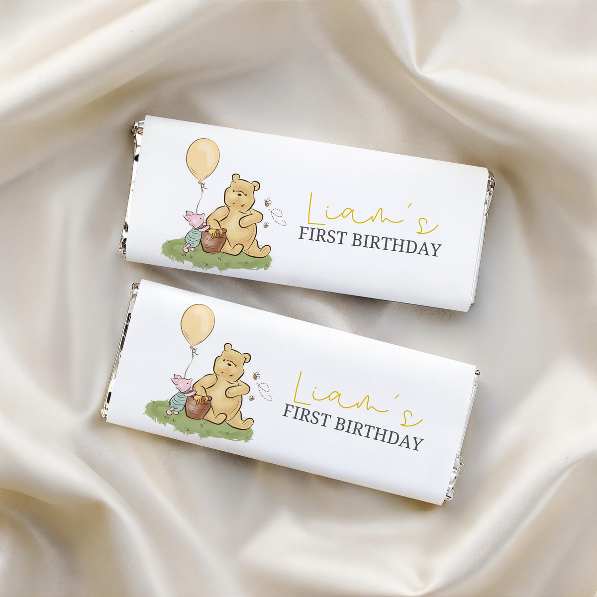 Winnie the Pooh Birthday Chocolate Wrappers, Candy Bar Label