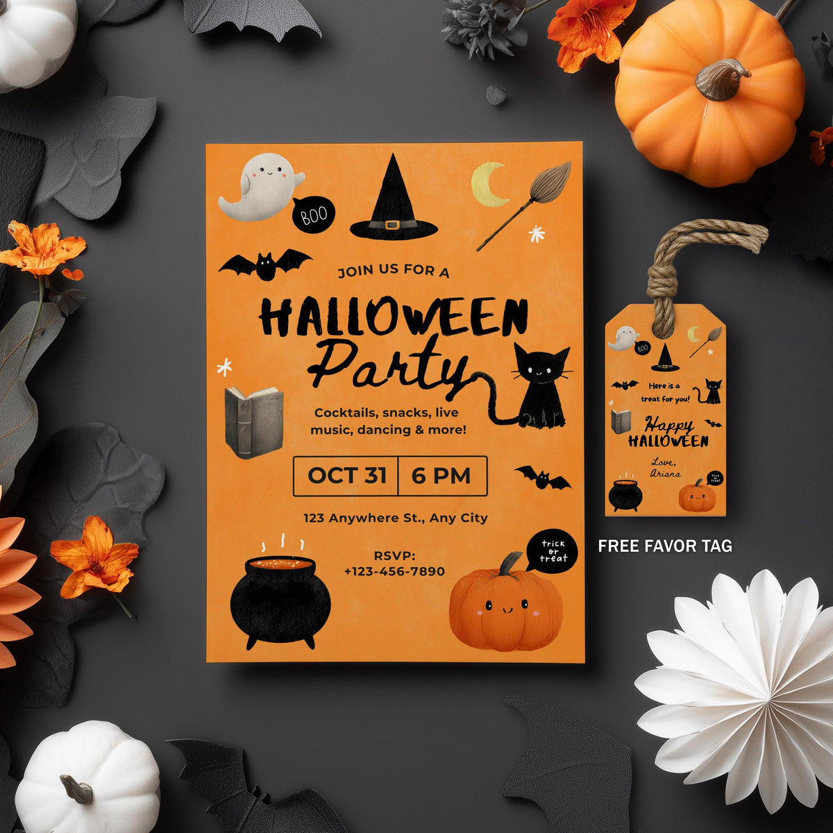 Editable Halloween Cute Costume Party Invitation, Halloween Costume Party Invitation, Instant Download
