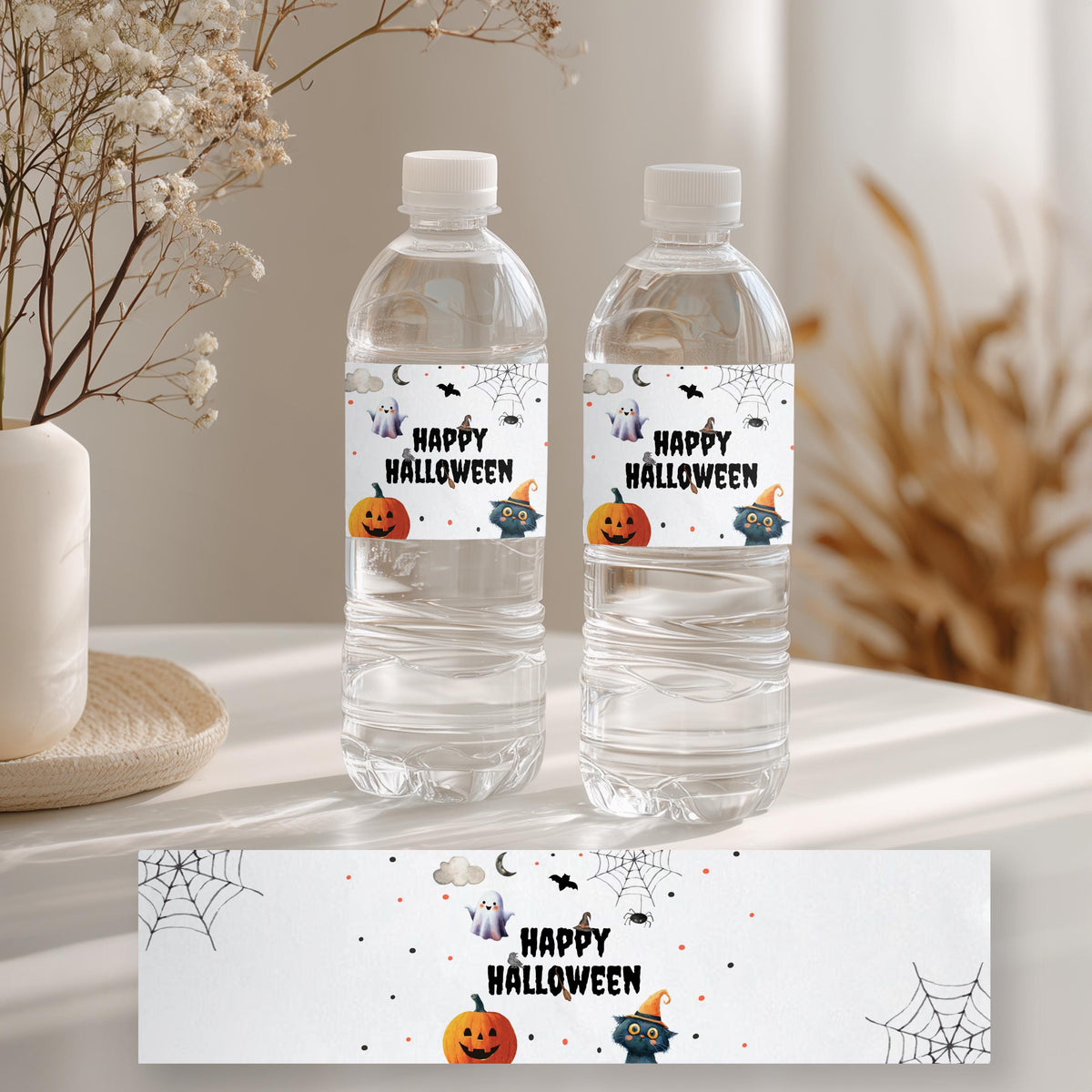 Halloween Water Bottle label, Happy Halloween, Printable Template