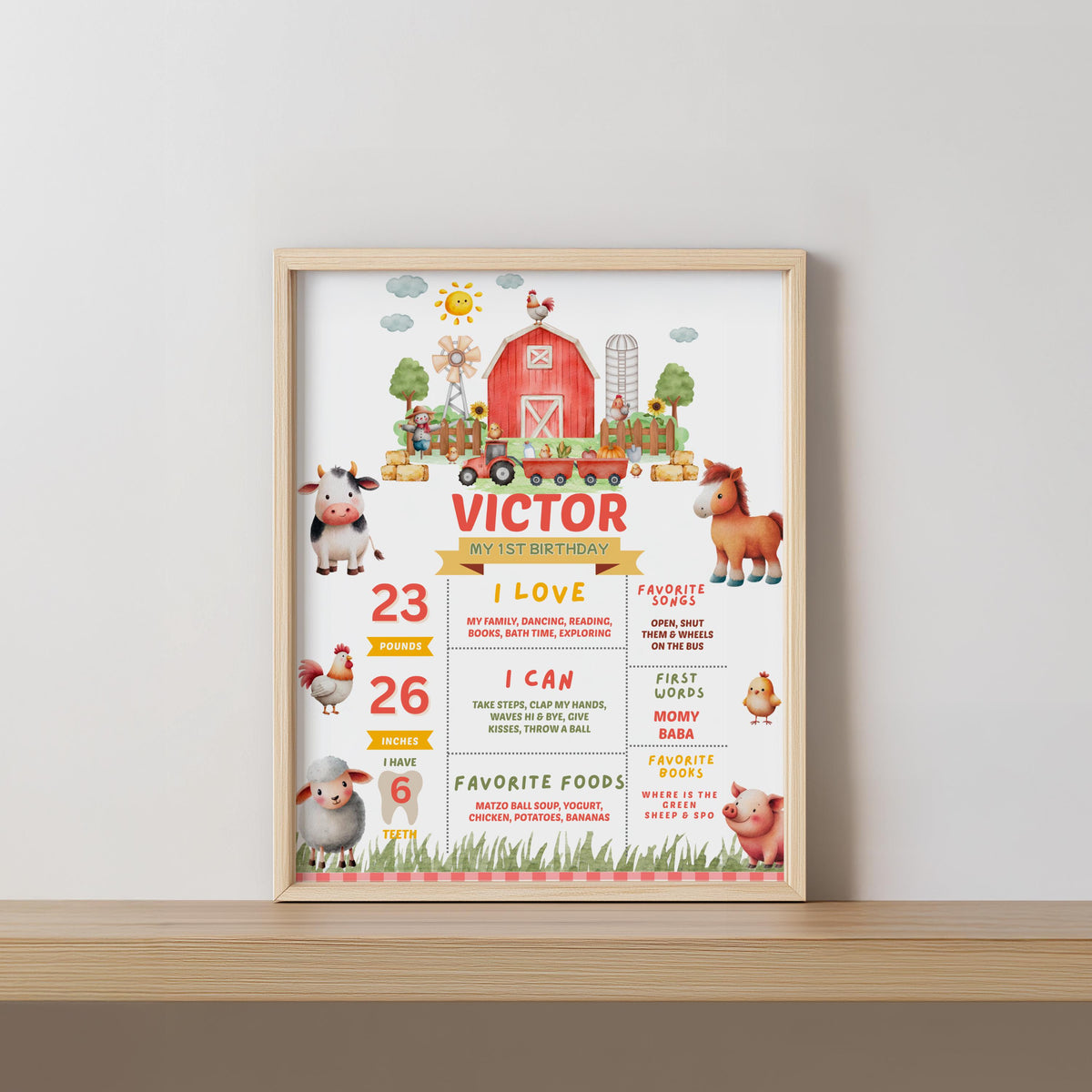 Farm Milestone Sign, Barnyard First 1st Birthday Milestone Board, Poster Printable