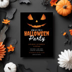 Editable Halloween Pumpkin Face Party Invitation - Instant Download