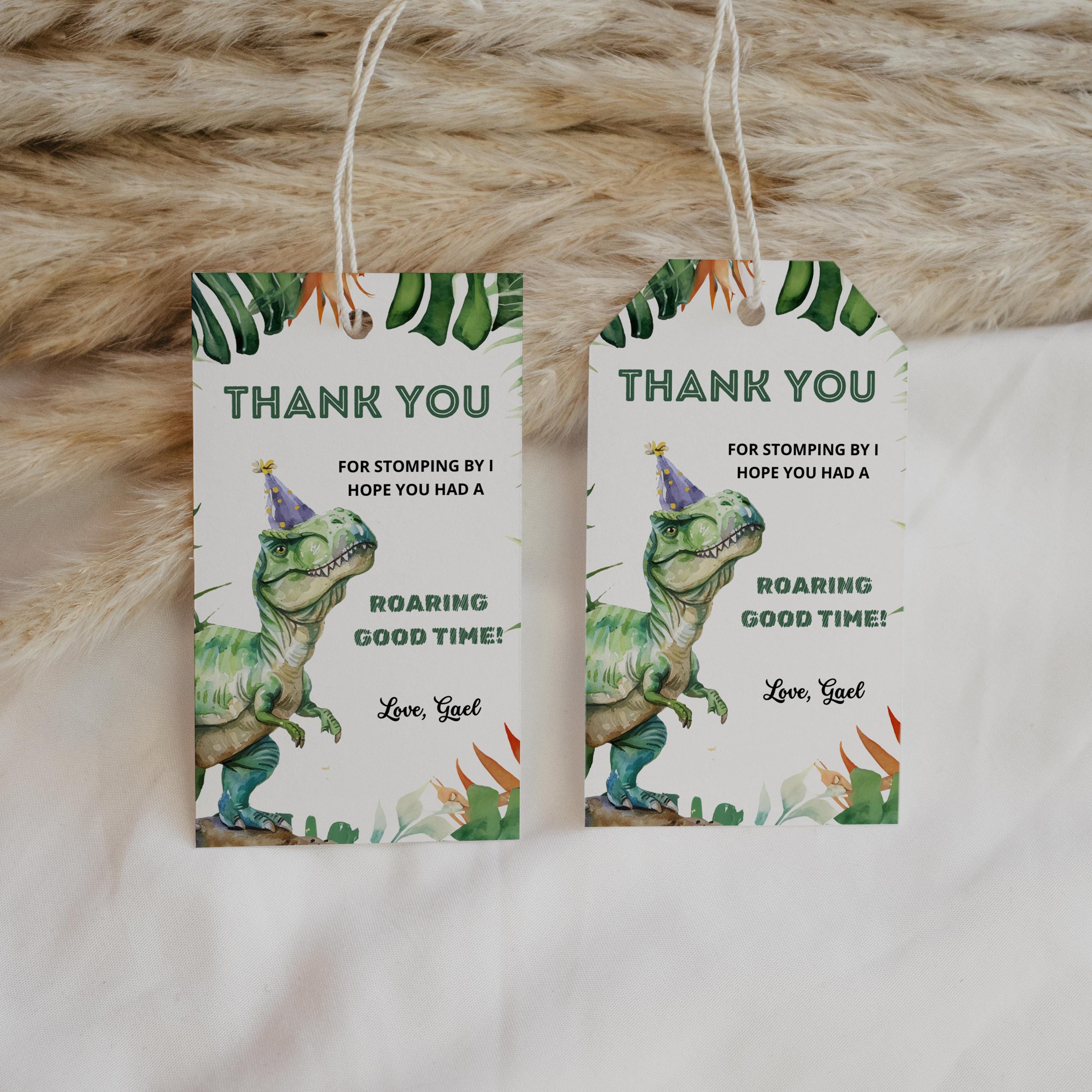 Editable Dinosaur 3rd Birthday Favor Tags | Dinosaur Thank You Tag | Dinosaur 3rd Birthday Favor Label | Canva Template 9014