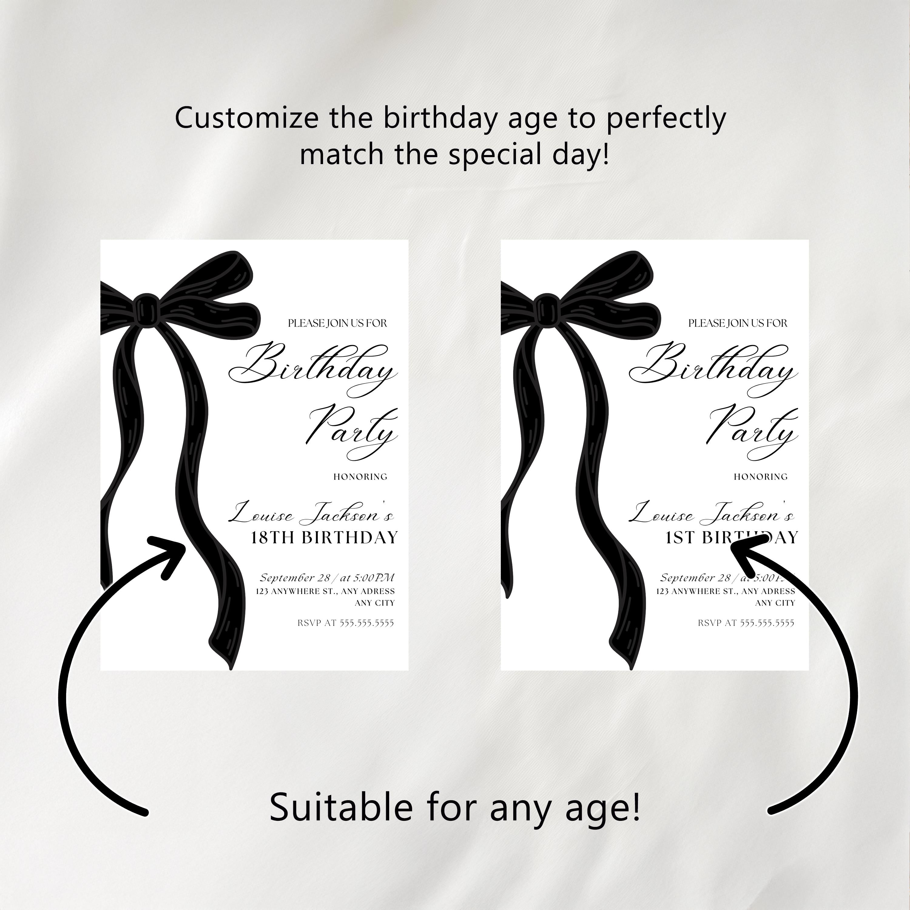 30th Black Bow Minimalist Cupcake Toppers, 30th Birthday, Gender neutral, Simple Cake Topper 9177