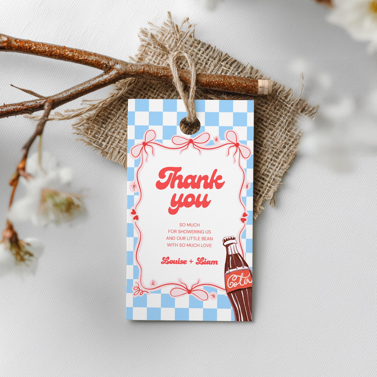 Ready to pop Favor Tags, Soda Baby Shower Thank You Tags