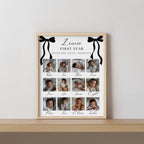 Black Bow Minimalist 1st Birthday Milestone Sign, Black Ribbon, Coquette, Gender neutral, 9174