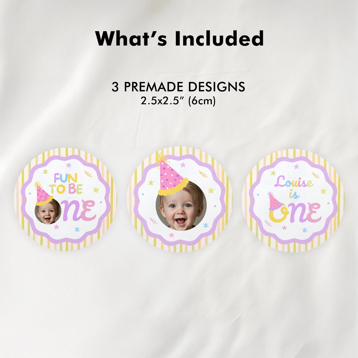 Fun to Be One Cupcake Topper, 1st Birthday Cupcake Toppers
