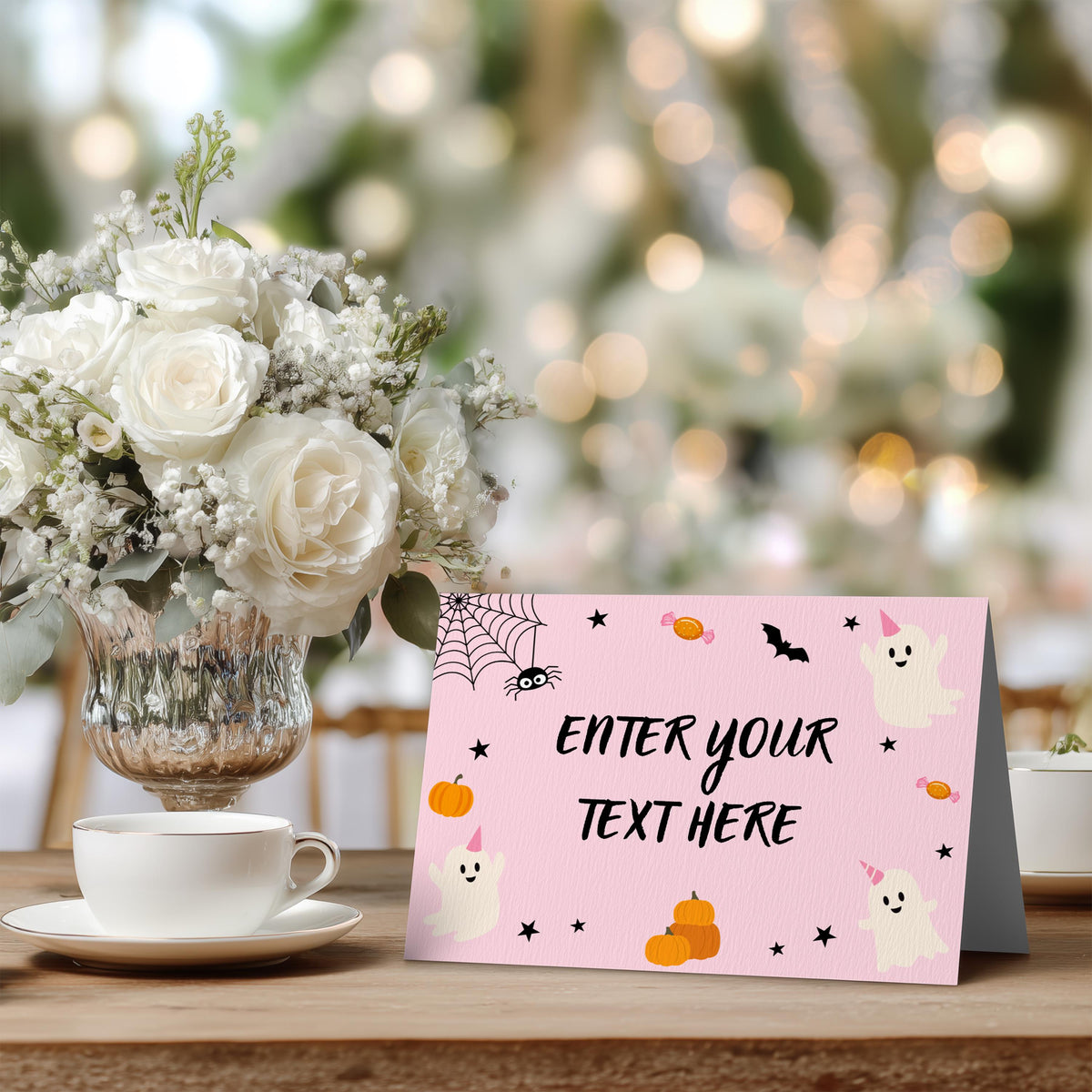 Pink Boo Halloween Food Labels: Editable Party Decor Template (PDF) 9162