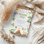 EDITABLE Three Rex Thank you card Dinosaur First birthday Note card Three rex party Instant Download Printable Template 9166