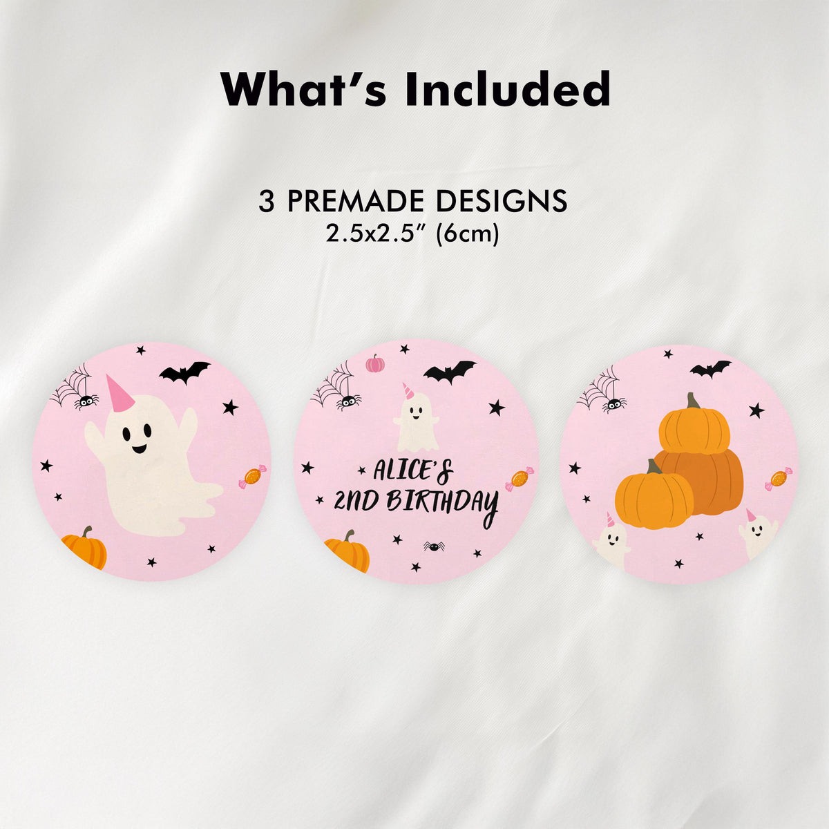 Pink Ghost Birthday Cupcake Toppers: Spooky Halloween Party Favor Tags (Digital Printable) 9162