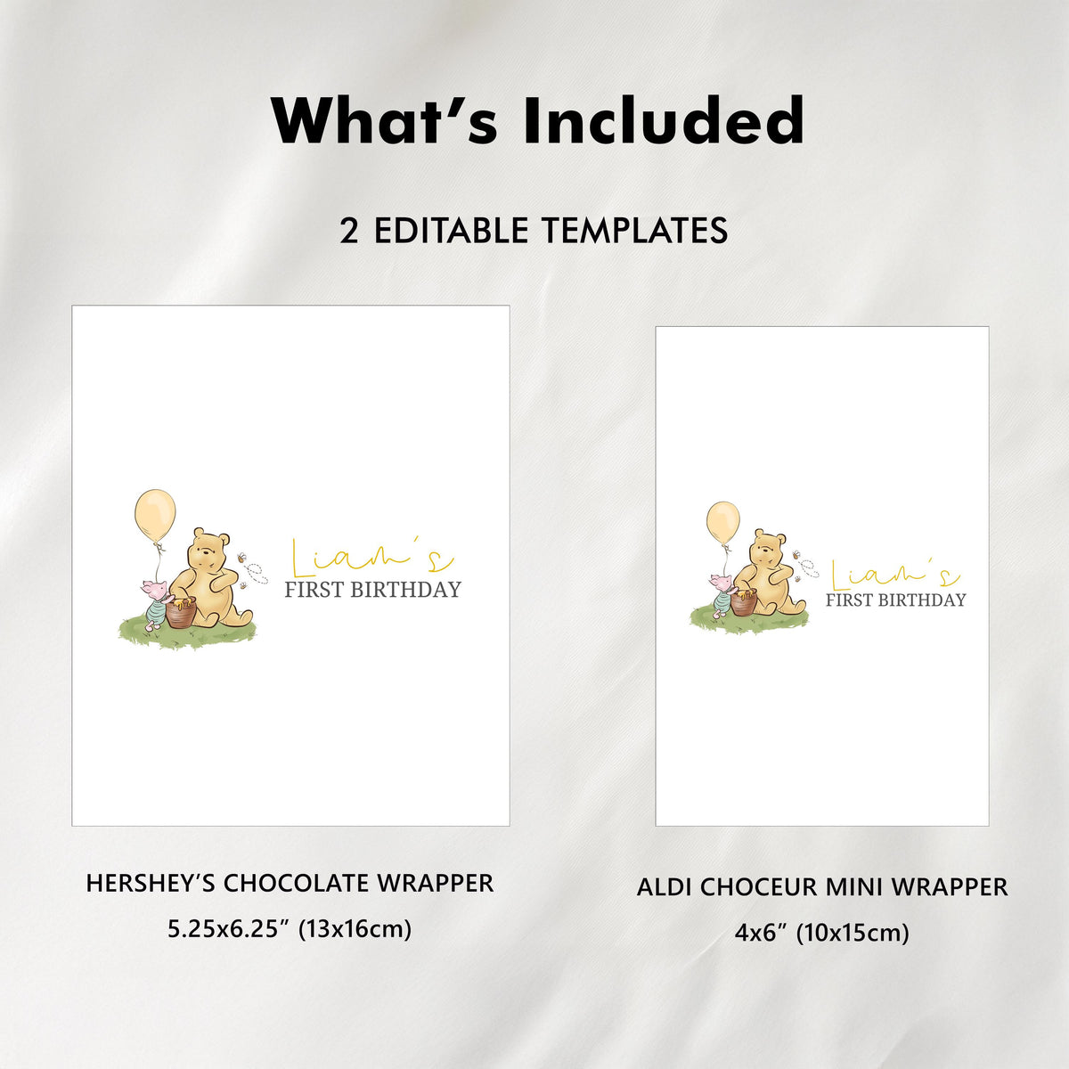 Winnie the Pooh Birthday Chocolate Wrappers, Candy Bar Label