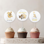 Winnie the Pooh Baby Shower Cupcake toppers, Party Cake topper