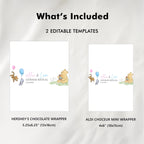 Winnie the Pooh Gender Reveal Chocolate Wrappers, Baby Shower Candy Bar Wrapper
