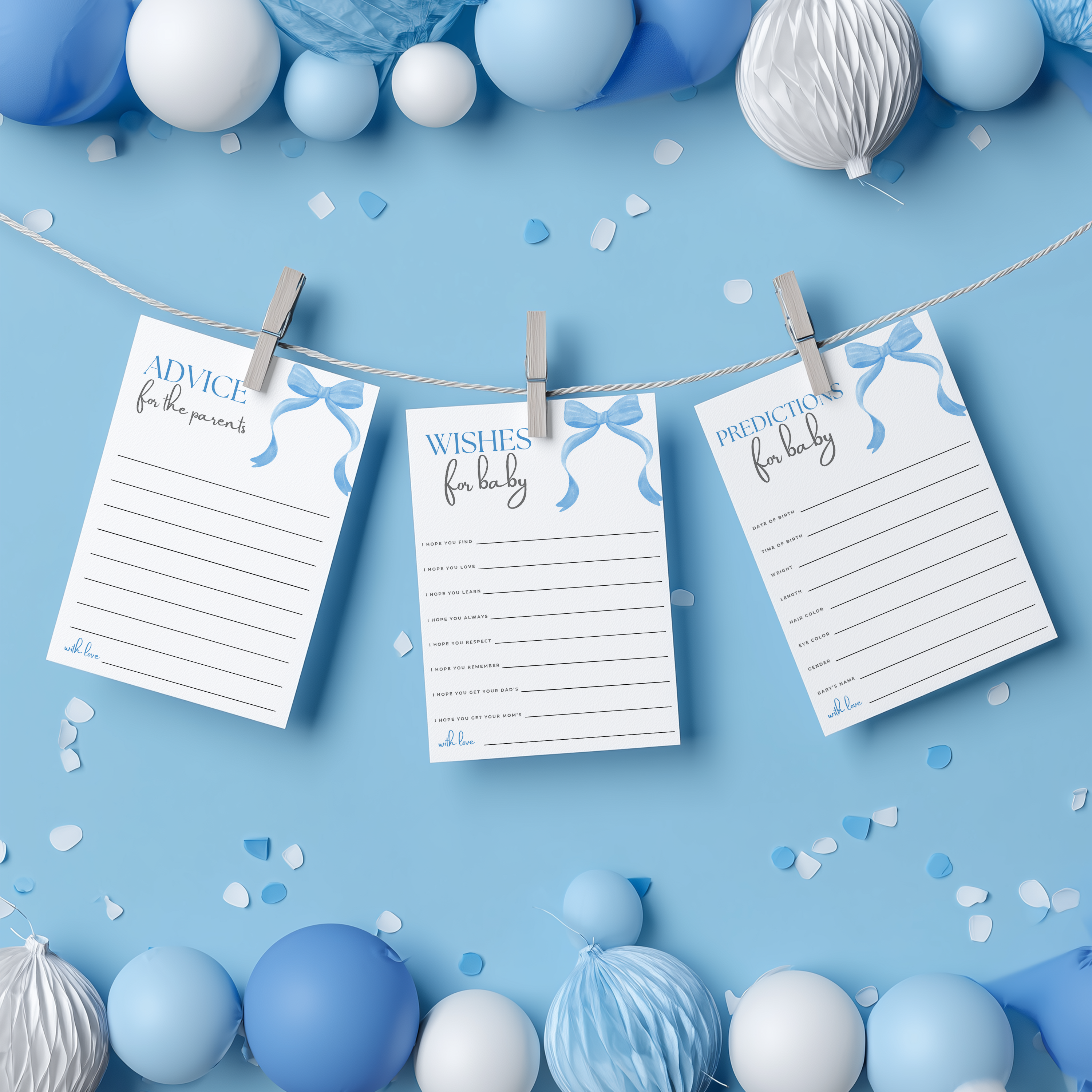 Blue Bow Baby Shower Advice, Wishes and Predictions 9304