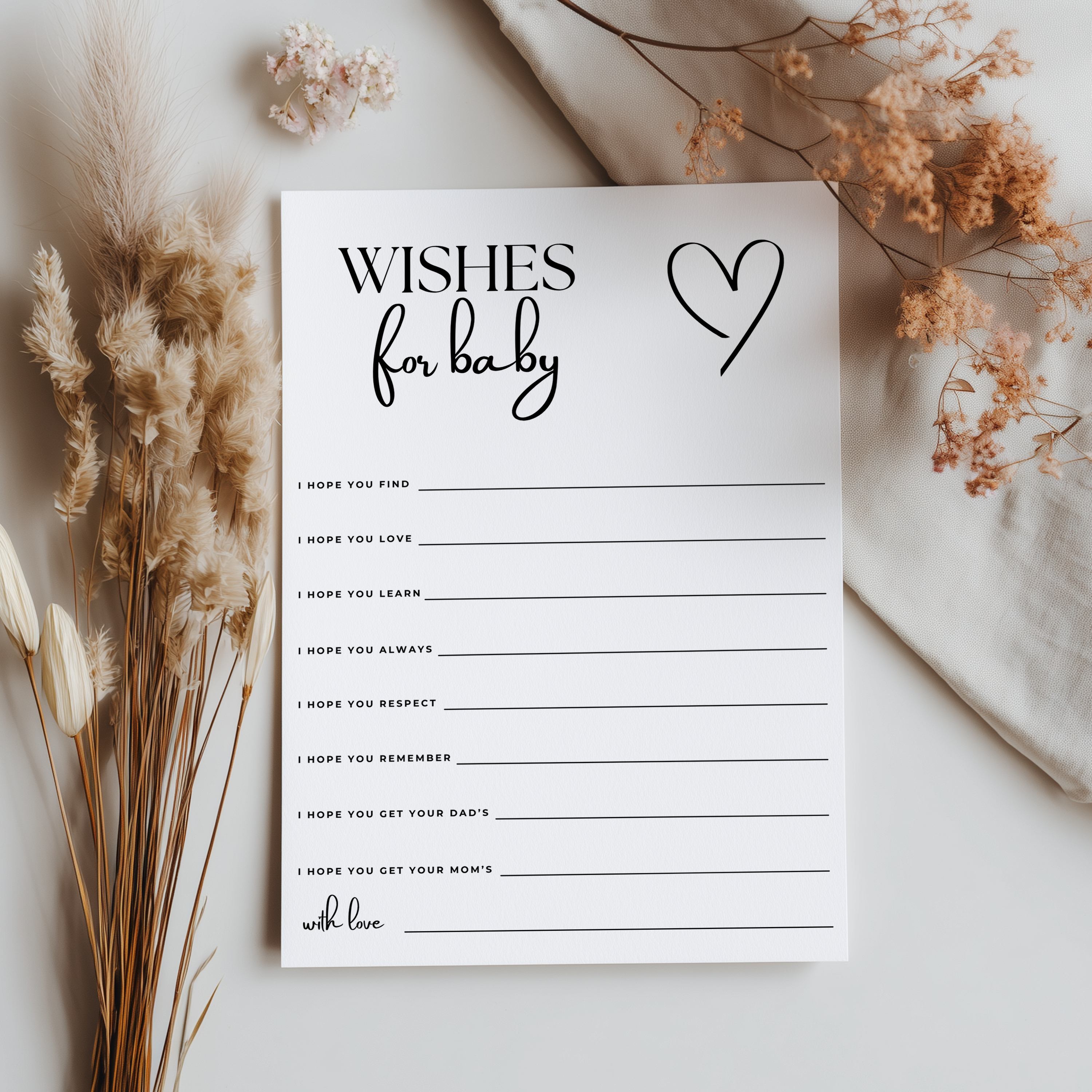 Minimalist Simple Baby Shower Advice, Wishes and Predictions, Gender Neutral 9302
