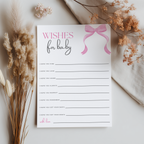 Pink Bow Baby Shower Advice, Wishes and Predictions, Coquette Baby Girl 9303