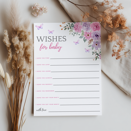 Baby in Bloom Baby Shower Advice, Wishes and Predictions, Baby Girl 9196