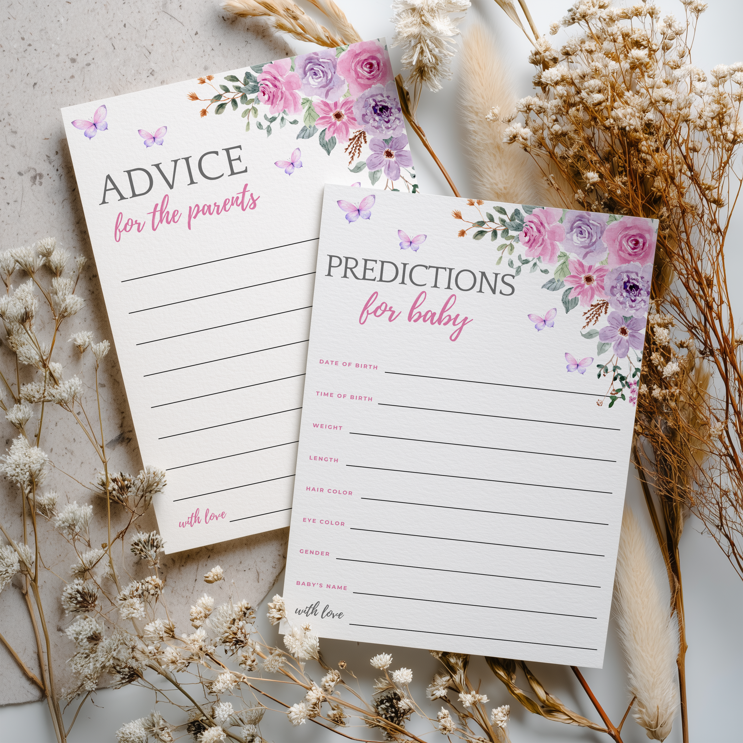 Baby in Bloom Baby Shower Advice, Wishes and Predictions, Baby Girl 9196