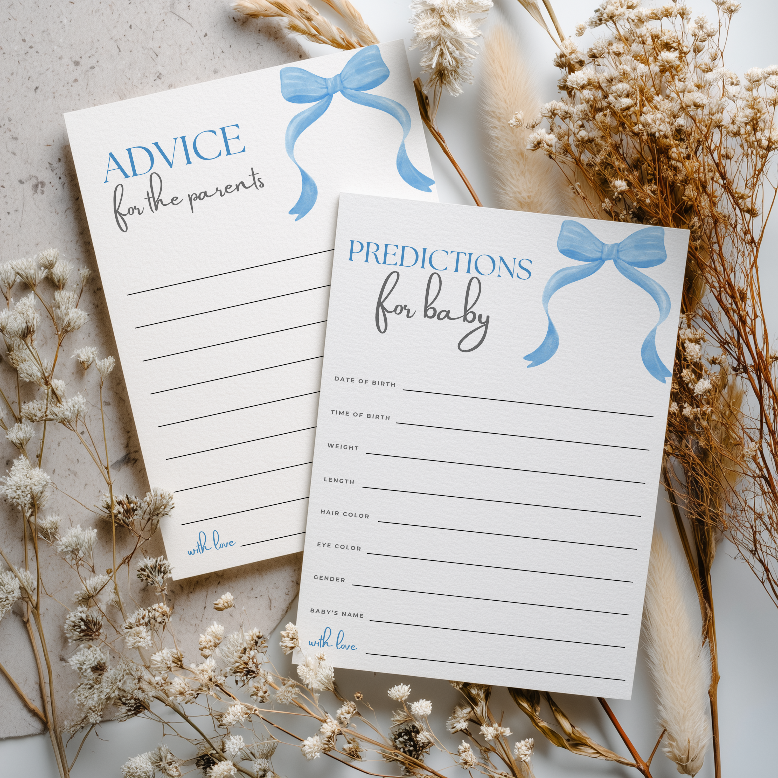 Blue Bow Baby Shower Advice, Wishes and Predictions 9304