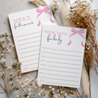 Pink Bow Baby Shower Advice, Wishes and Predictions, Coquette Baby Girl 9303