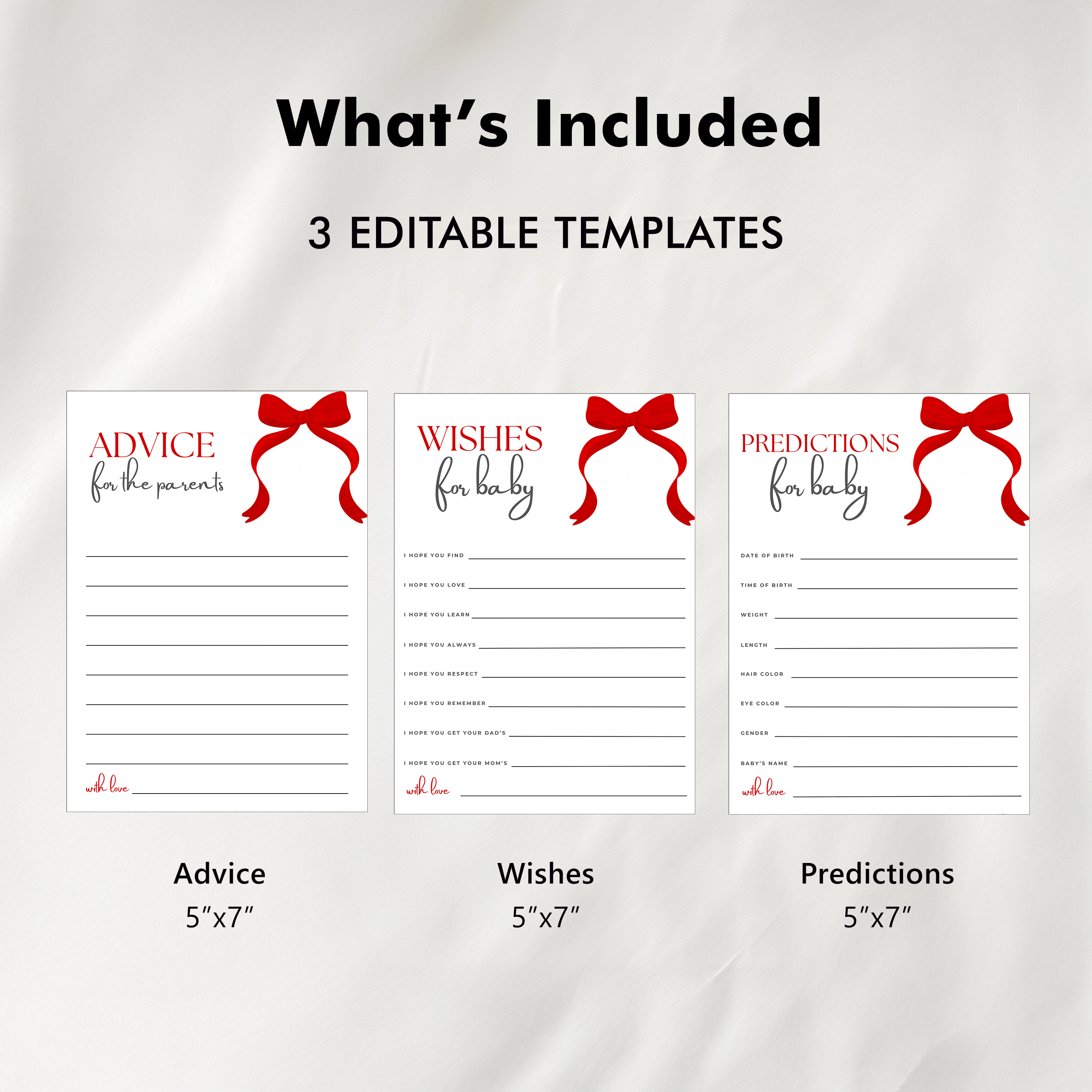 Red Bow Baby Shower Advice, Wishes and Predictions, Gender Neutral 9301