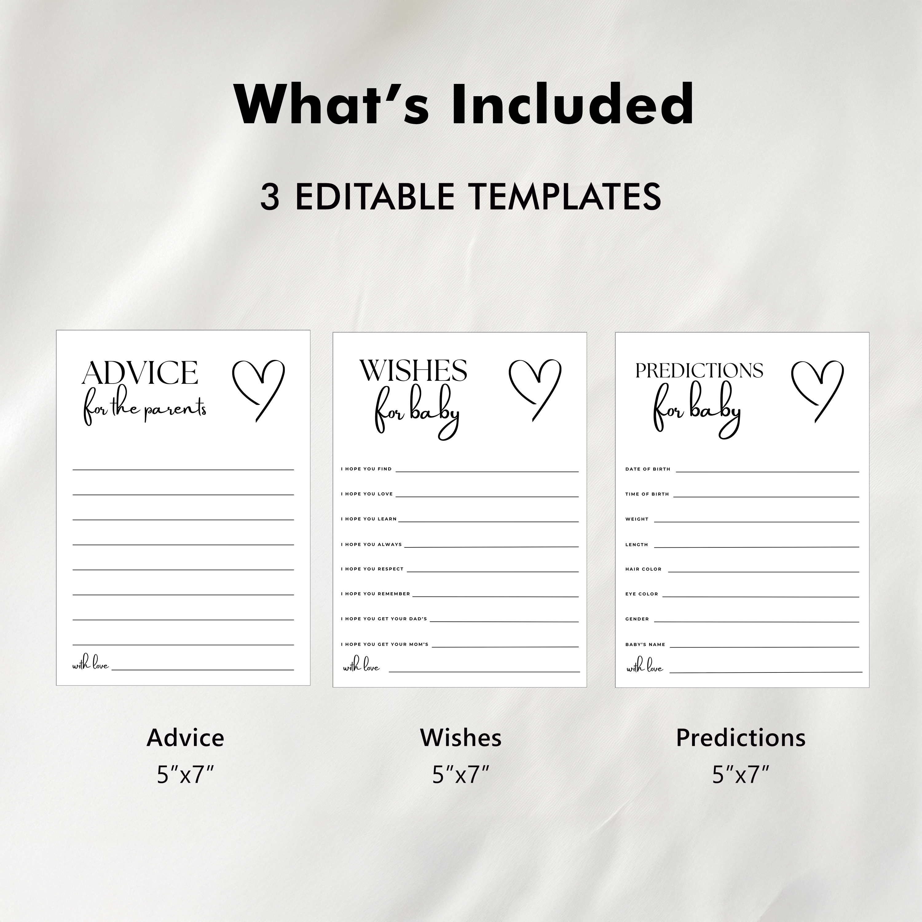 Minimalist Simple Baby Shower Advice, Wishes and Predictions, Gender Neutral 9302