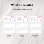 Pink Bow Baby Shower Advice, Wishes and Predictions, Coquette Baby Girl 9303