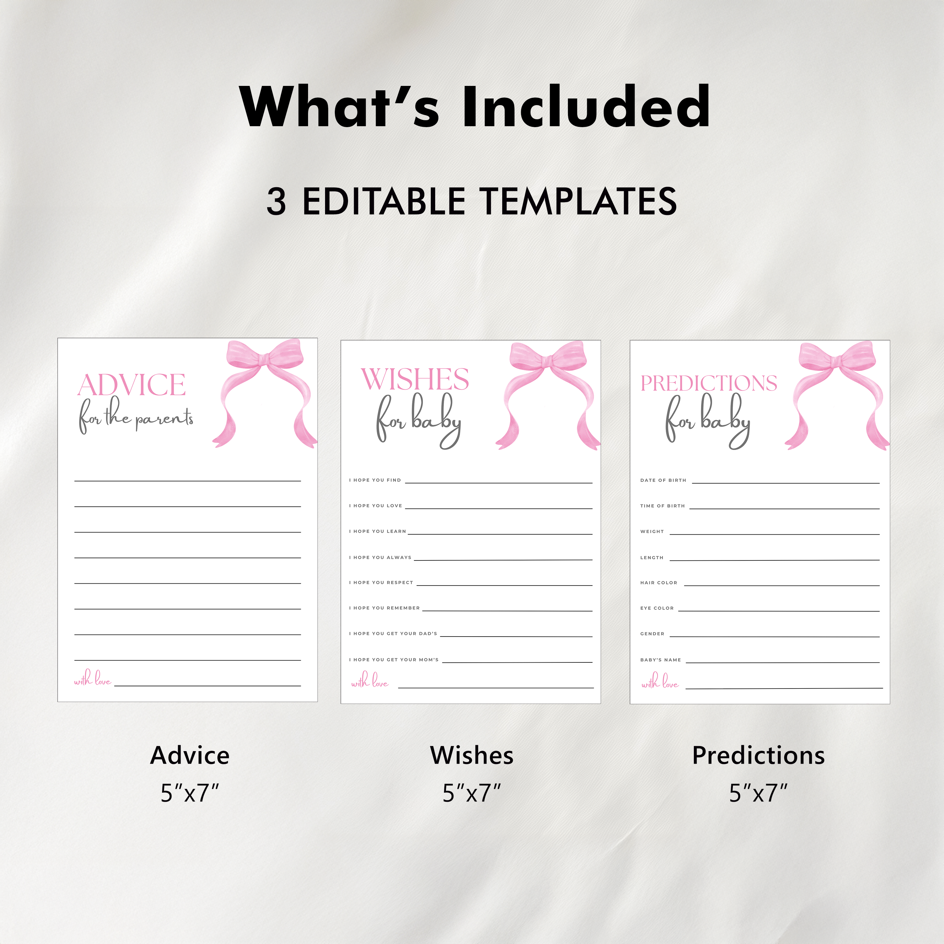 Pink Bow Baby Shower Advice, Wishes and Predictions, Coquette Baby Girl 9303