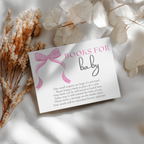 Pink Bow Books For Baby Printable, Baby Girl, Coquette Baby Shower Book Request Cards 9303