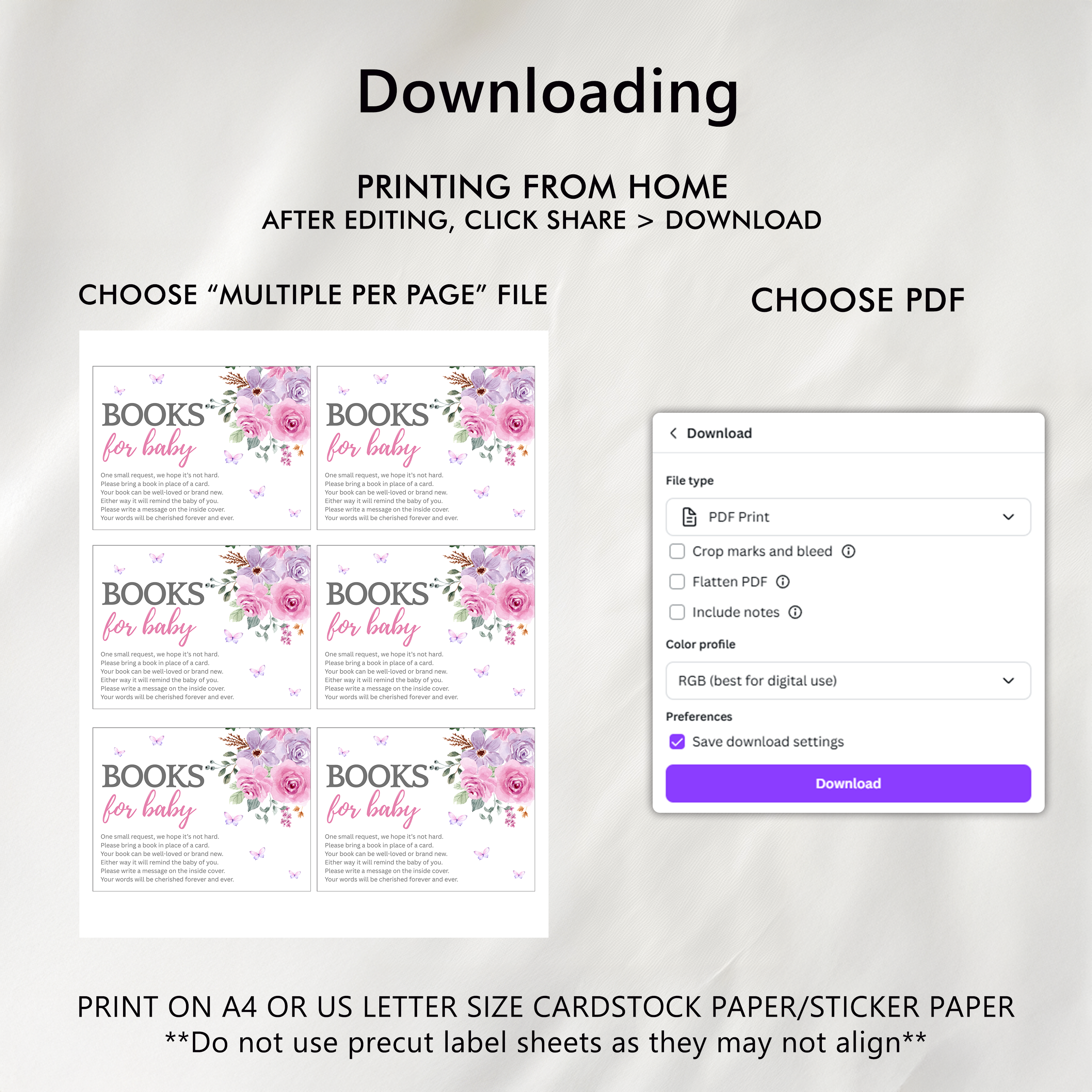 Baby in Bloom Books For Baby Shower, Flowers Book Request Cards 9196