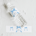 Blue Bow Water Bottle Labels, Baby Boy Baby Shower Label 9304