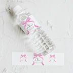 Pink Bow Water Bottle Labels, Baby Girl, Coquette Baby Shower Label 9303