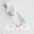 Pink Bow Party Birthday Bottle Label, Coquette Pink Bow Water Bottle Label, First Birthday Party Decorations, Instant Download 9156