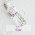 Butterfly Water Bottle Labels, Purple Flowers Birthday Printable Bottle Label 9194