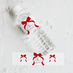 Red Bow Water Bottle Labels, Gender Neutral, Red Ribbon Baby Shower Label 9301