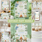 Three Rex 3rd Birthday Bundle, Dinosaur 3rd Birthday Party Invite Bundle, Dinosaur Decoration Party Set, 9166