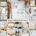 Minimalist Baby Shower Bundle, Simple Invitation Games, Gender Neutral, Modern Party Set Decoration 9302