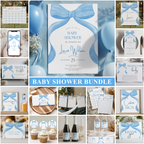 Blue bow Baby Shower Bundle, Party Set Decoration 9304