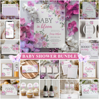 Baby in Bloom Baby Shower Invitation Bundle, Butterfly Wildflower Editable Games 9196
