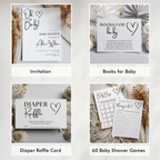 Minimalist Baby Shower Bundle, Simple Invitation Games, Gender Neutral, Modern Party Set Decoration 9302