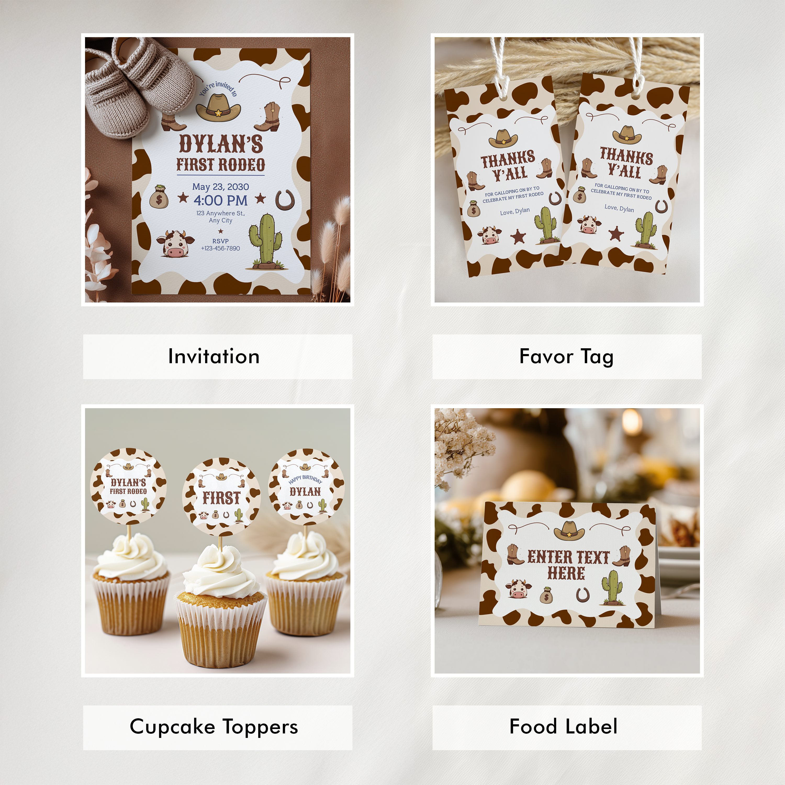 Editable First Rodeo Cowboy Party Decorations | First Rodeo Cowboy Birthday Bundle | First Rodeo Cowboy Party Set | Instant Download 8539