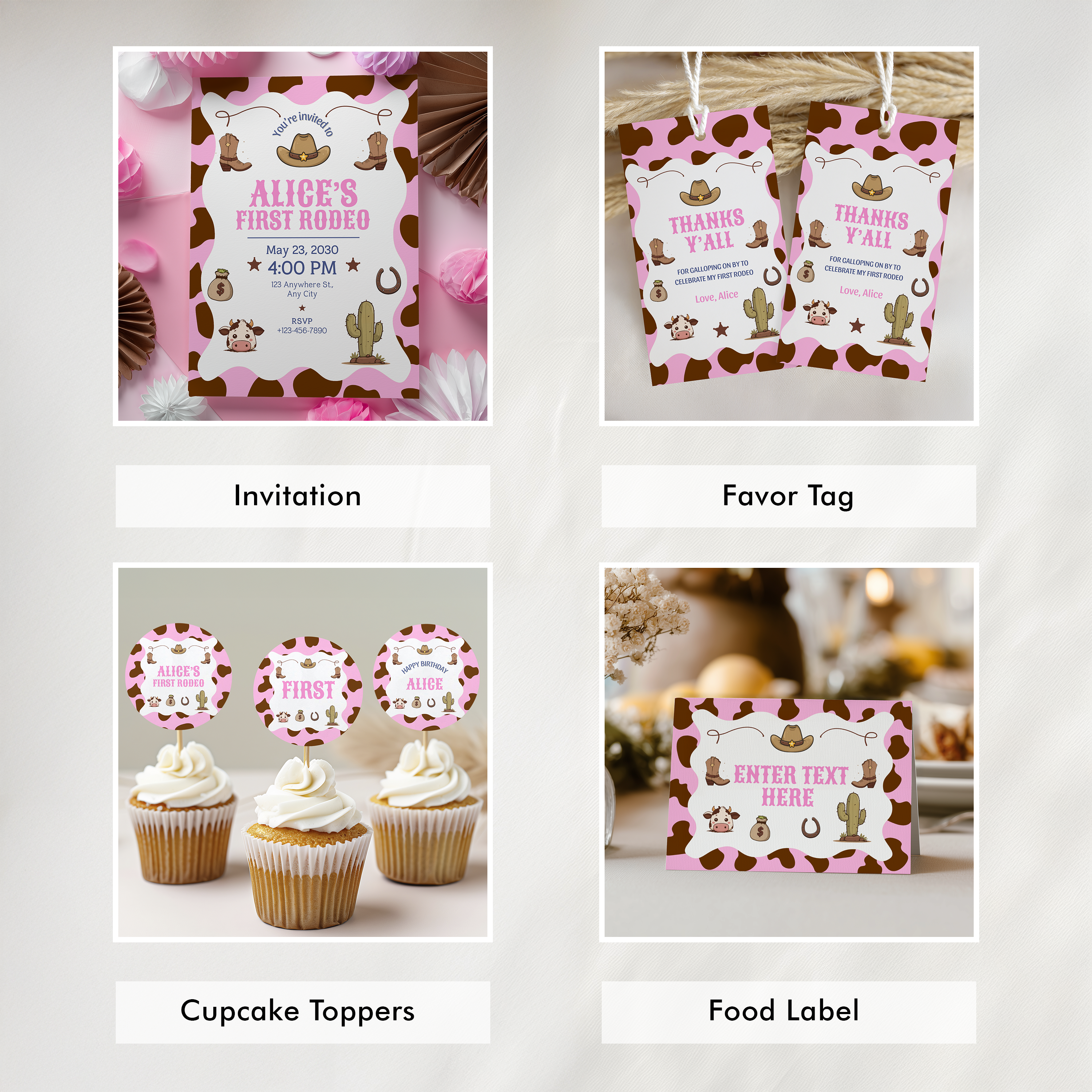 Editable First Rodeo Cowgirl Party Decorations | First Rodeo Cowgirl Birthday Bundle | First Rodeo Cowgirl Party Set | Instant Download 8538