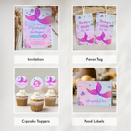 Editable Mermaid Birthday Party Decorations | Mermaid Birthday Invitation | Mermaid Party Bundle | Instant Download 9167