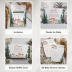 Woodland Baby Shower Bundle, Invitation Games, Party Set Decoration