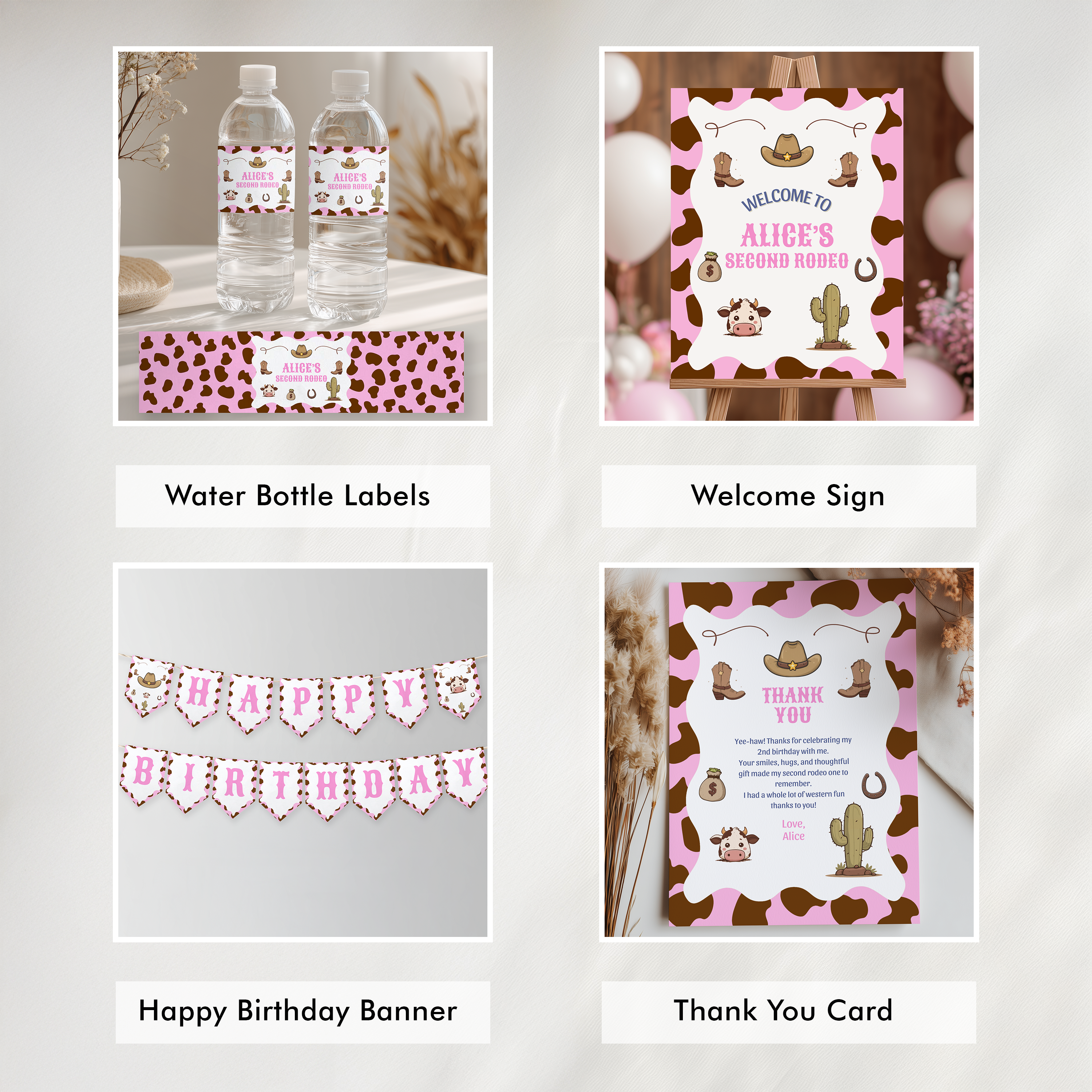 Cowgirl Rodeo Birthday Bundle | Second Rodeo Party Decorations 9185