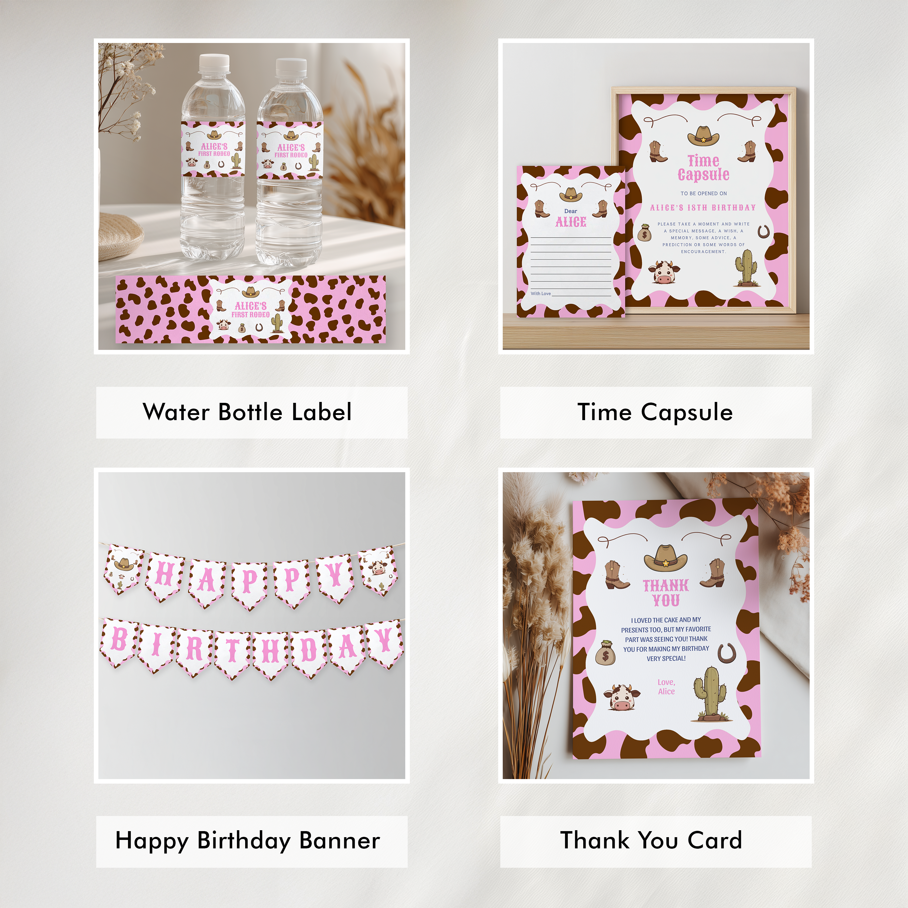 Editable First Rodeo Cowgirl Party Decorations | First Rodeo Cowgirl Birthday Bundle | First Rodeo Cowgirl Party Set | Instant Download 8538