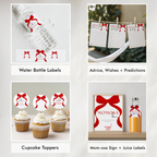 Red Bow Baby Shower Printable Bundle, Red Coquette Invitation Games, Gender Neutral Decoration 9301