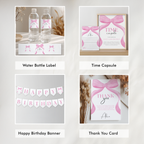 Pink Bow 1st Birthday Decorations, Pink Bow Party Package Birthday, First Birthday Pink Bundle Party , Template Download 9156
