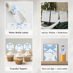 Blue bow Baby Shower Bundle, Party Set Decoration 9304